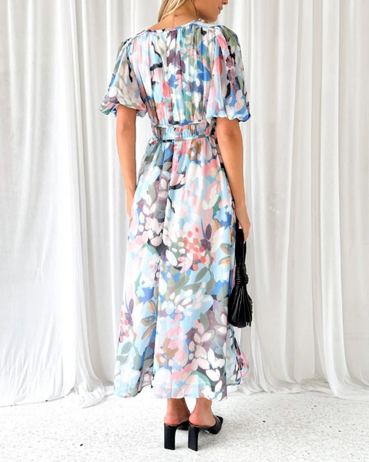 Carolina | Elegant Floral V-Neck Dress