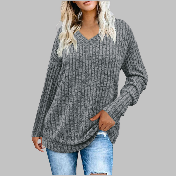 Deri - Comfy V-Neck Long Sleeve Top