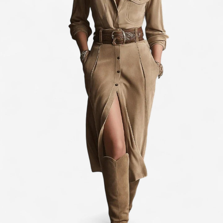 Cathy - Belted Shirt Dress