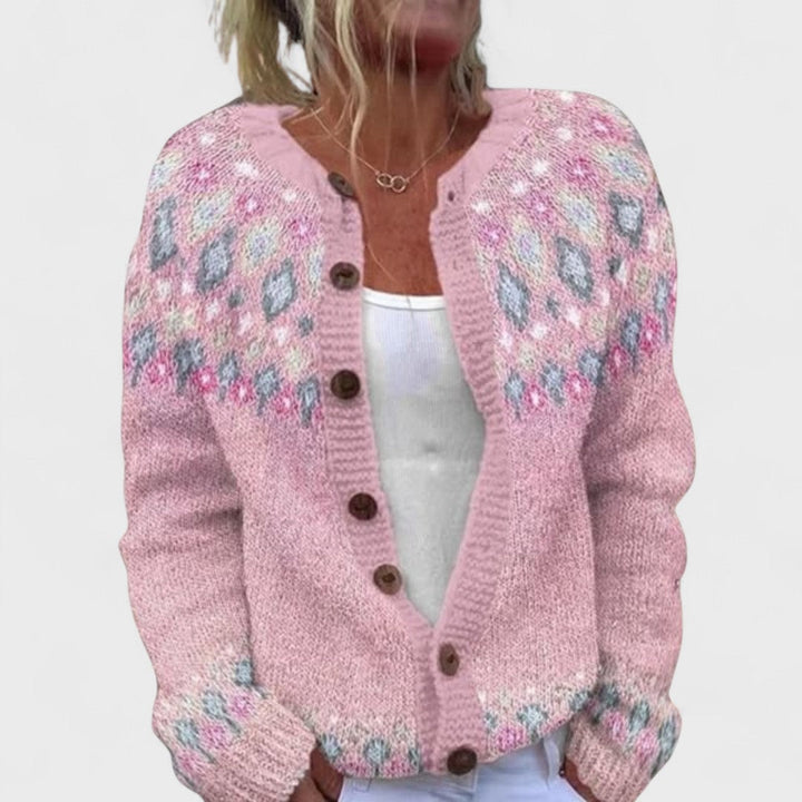 Lianne – Chunky Knit Cardigan with Chic Pattern