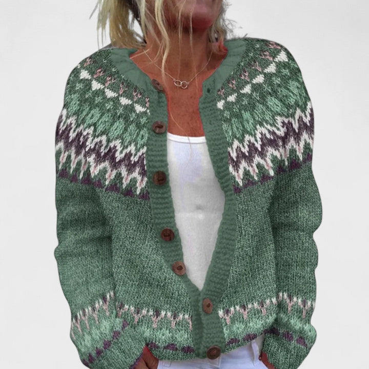 Lianne – Chunky Knit Cardigan with Chic Pattern
