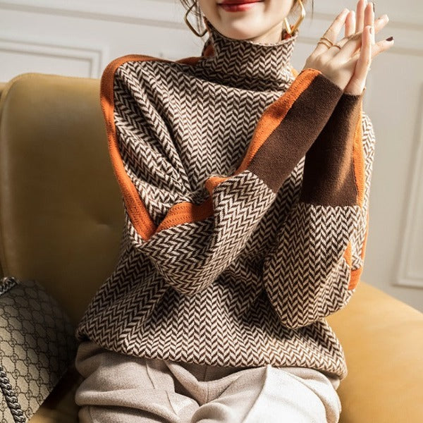 Charlotte | Herringbone Luxe Turtleneck