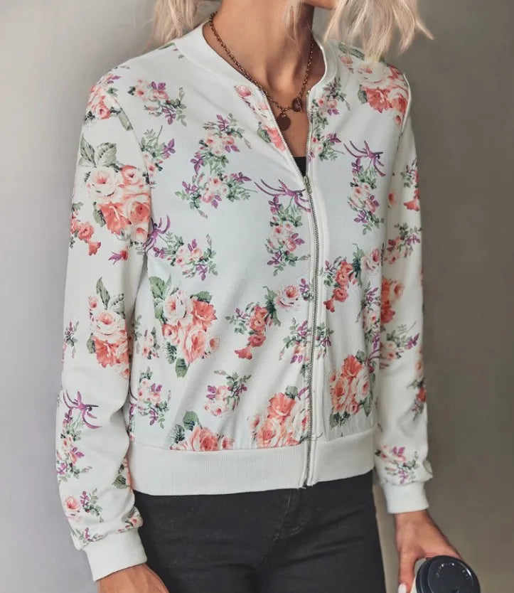Hazel | Bomber jacket with modern floral print