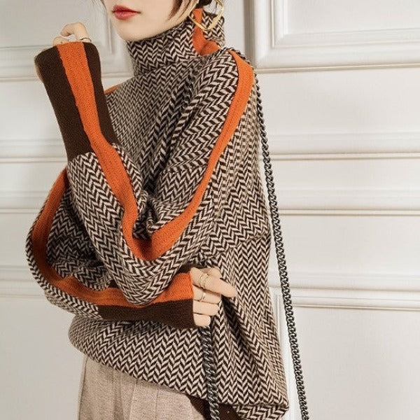 Charlotte | Herringbone Luxe Turtleneck