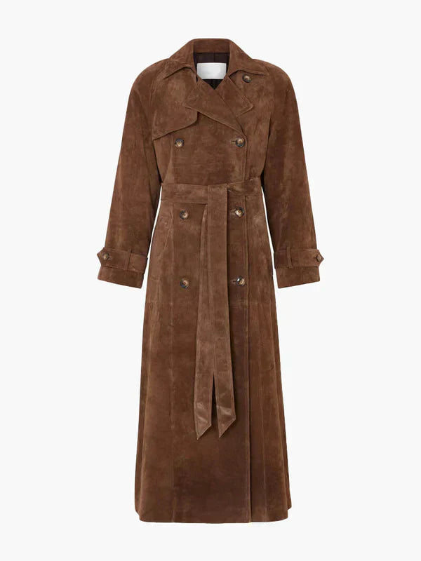 Lindsay - Classic Suede Trench Coat