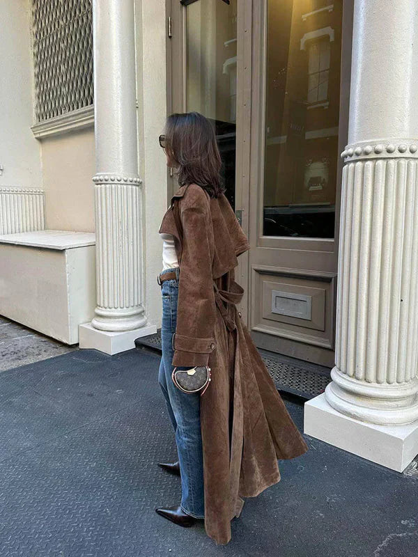 Lindsay - Classic Suede Trench Coat