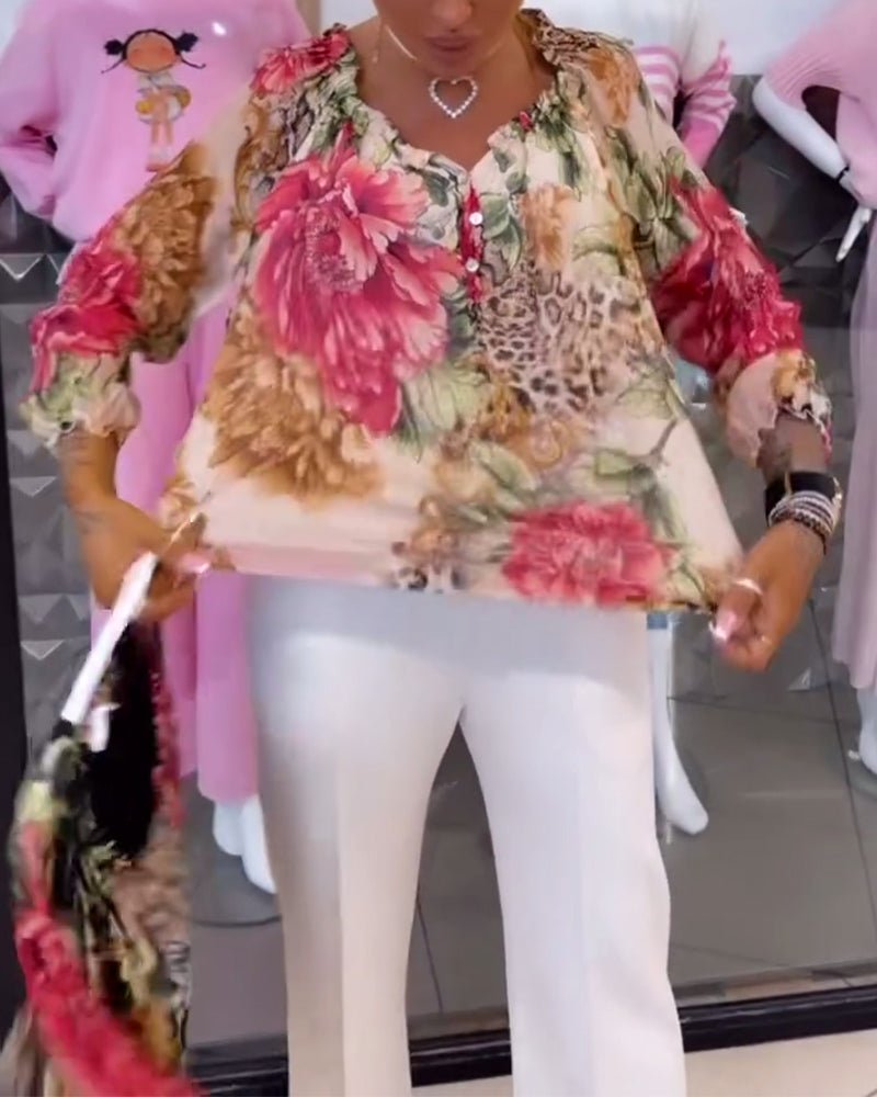 Elsie | Floral V-Neck Blouse
