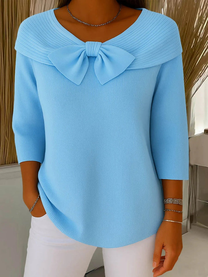 Liz – Women's Sweater with Bow and Round Neckline